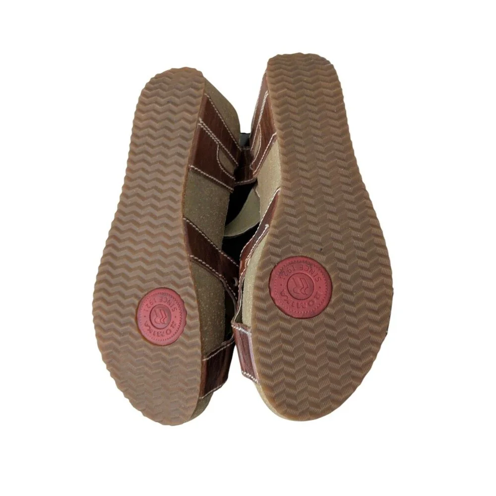 Romika Florida Women Sandals 9/39 Brown Leather Wedge Platform Shoes